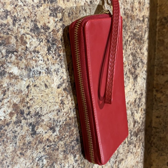 Red Accordion Wallet with Wrist Strap - Picture 3 of 3